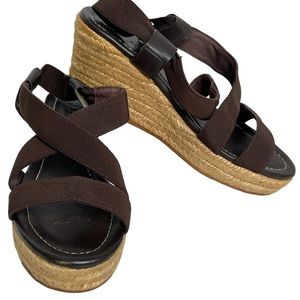 Boden Strappy 3” Wedge Sandals Espadrille Brown Sz 39